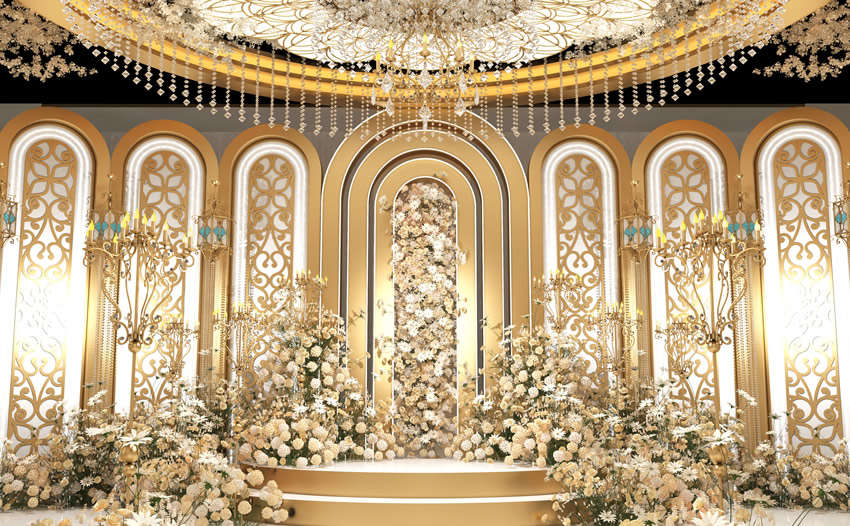 阎良香槟色调婚礼堂效果展示